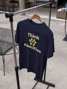 Think Pawsitive Mens Half Sleeves T-shirt- KidsFashionVilla