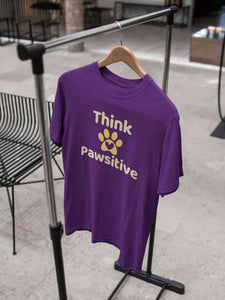 Think Pawsitive Mens Half Sleeves T-shirt- KidsFashionVilla