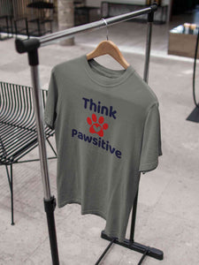 Think Pawsitive Mens Half Sleeves T-shirt- KidsFashionVilla