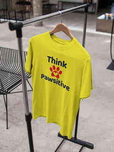Think Pawsitive Mens Half Sleeves T-shirt- KidsFashionVilla