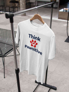 Think Pawsitive Mens Half Sleeves T-shirt- KidsFashionVilla