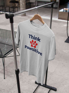 Think Pawsitive Mens Half Sleeves T-shirt- KidsFashionVilla
