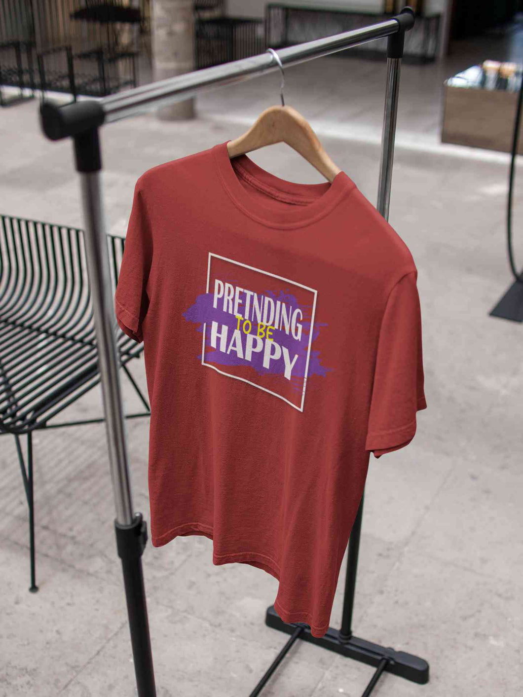 Pretending To Be Happy Mens Half Sleeves T-shirt- KidsFashionVilla