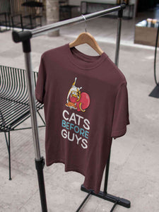 Cats Before Guys Women Half Sleeves T-shirt- KidsFashionVilla