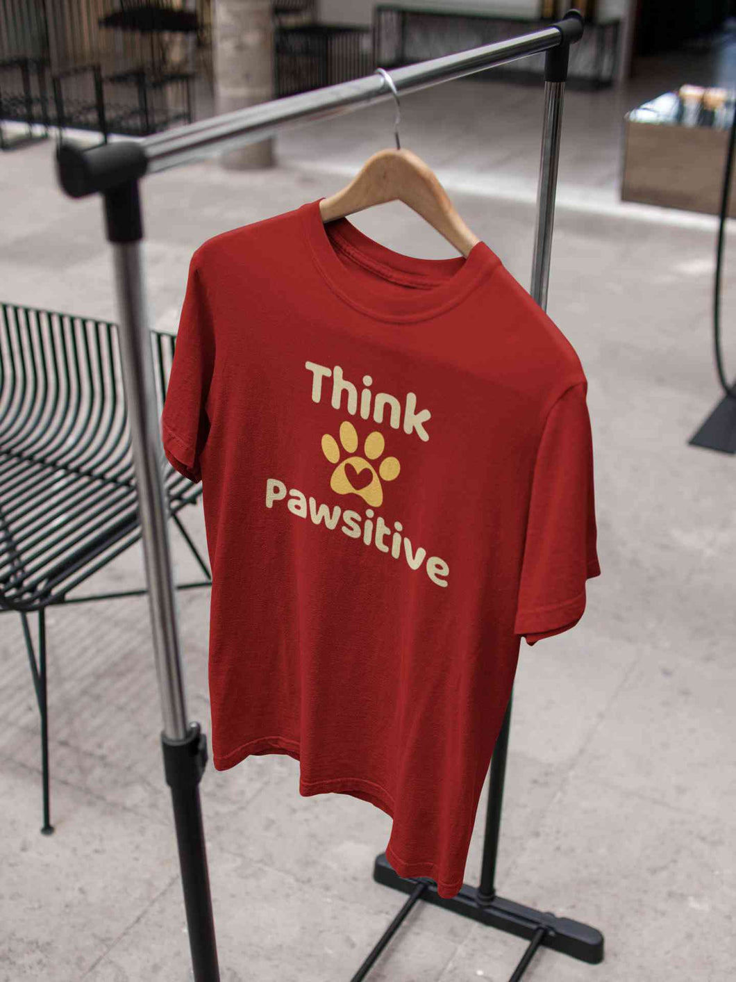 Think Pawsitive Mens Half Sleeves T-shirt- KidsFashionVilla