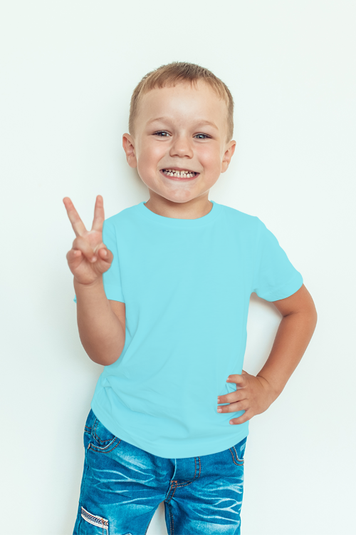Boy Plain Sky Blue T-shirt-KidsFashionVilla