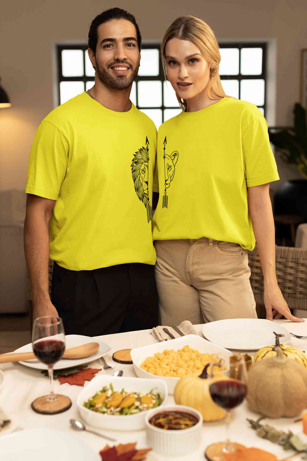 Lion and Lioness Couples Lovey Dovey Half Sleeves T-Shirts -KidsFashionVilla