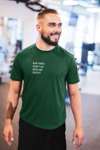 Bad Vibes Dont Go With My Outfit Minimal Mens Half Sleeves T-shirt- KidsFashionVilla