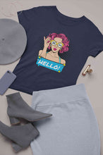 Load image into Gallery viewer, Hello Pop Art Girls Retro Illustration Women Half Sleeves T-shirt- KidsFashionVilla

