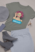Load image into Gallery viewer, Hello Pop Art Girls Retro Illustration Women Half Sleeves T-shirt- KidsFashionVilla
