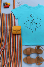 Load image into Gallery viewer, Moon And Hand Print Women Half Sleeves T-shirt- KidsFashionVilla
