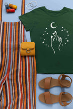 Load image into Gallery viewer, Moon And Hand Print Women Half Sleeves T-shirt- KidsFashionVilla
