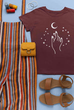 Load image into Gallery viewer, Moon And Hand Print Women Half Sleeves T-shirt- KidsFashionVilla

