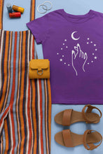 Load image into Gallery viewer, Moon And Hand Print Women Half Sleeves T-shirt- KidsFashionVilla
