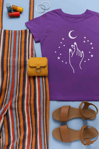 Moon And Hand Print Women Half Sleeves T-shirt- KidsFashionVilla