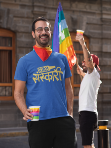 Stay Sanskari Mens Half Sleeves T-shirt- KidsFashionVilla