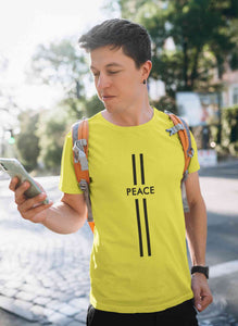 Strip Peace Mens Half Sleeves T-shirt- KidsFashionVilla
