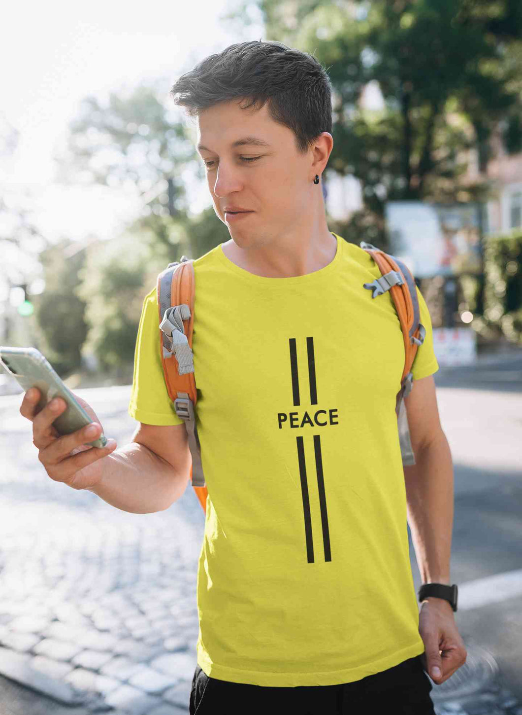 Strip Peace Mens Half Sleeves T-shirt- KidsFashionVilla
