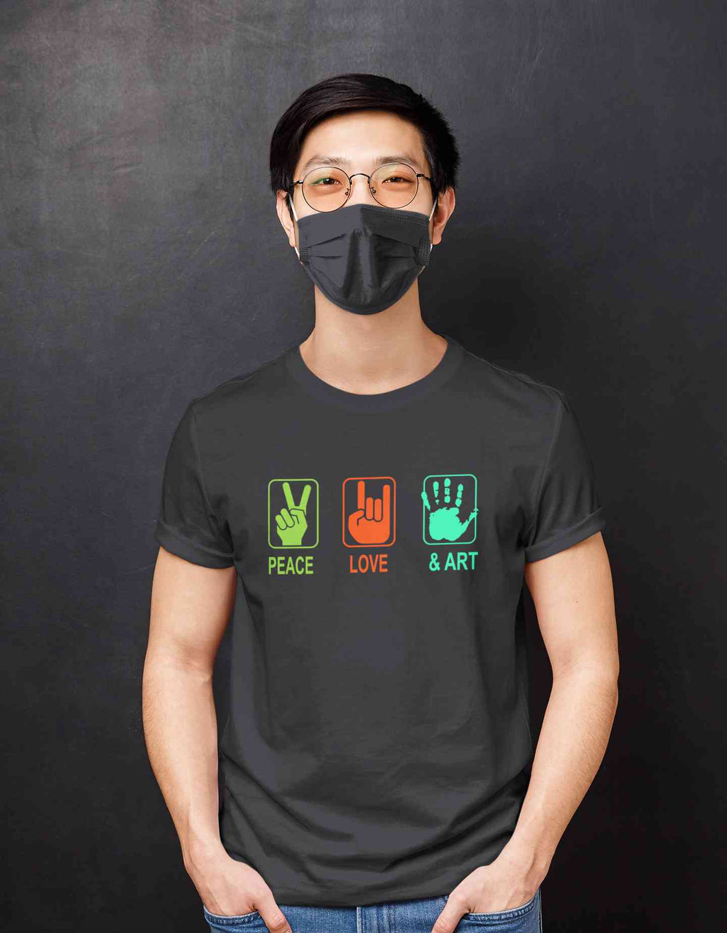 Peace Love And Art Mens Half Sleeves T-shirt- KidsFashionVilla