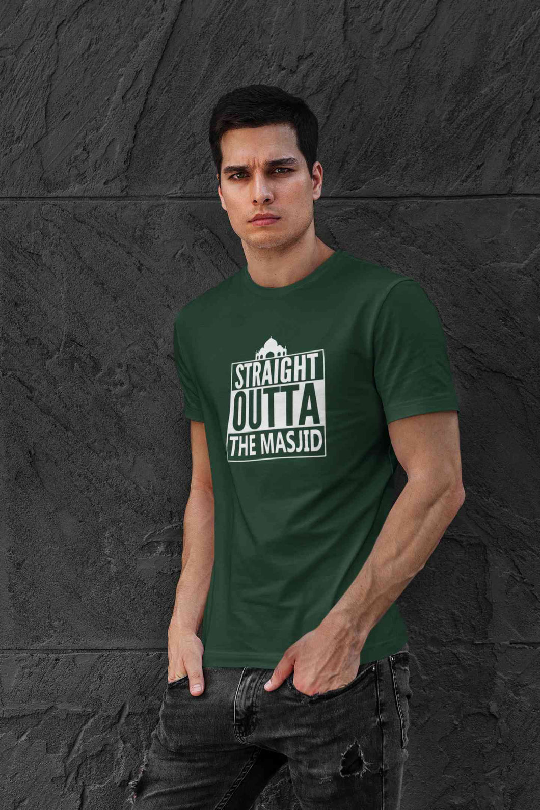 Straight Outta The Masjid Mens Half Sleeves T-shirt- KidsFashionVilla