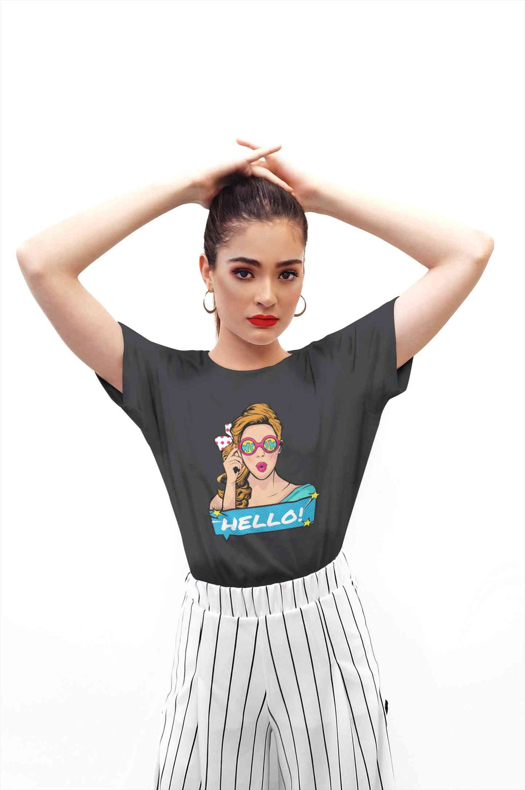 Pop Art Surprised Women Half Sleeves T-shirt- KidsFashionVilla