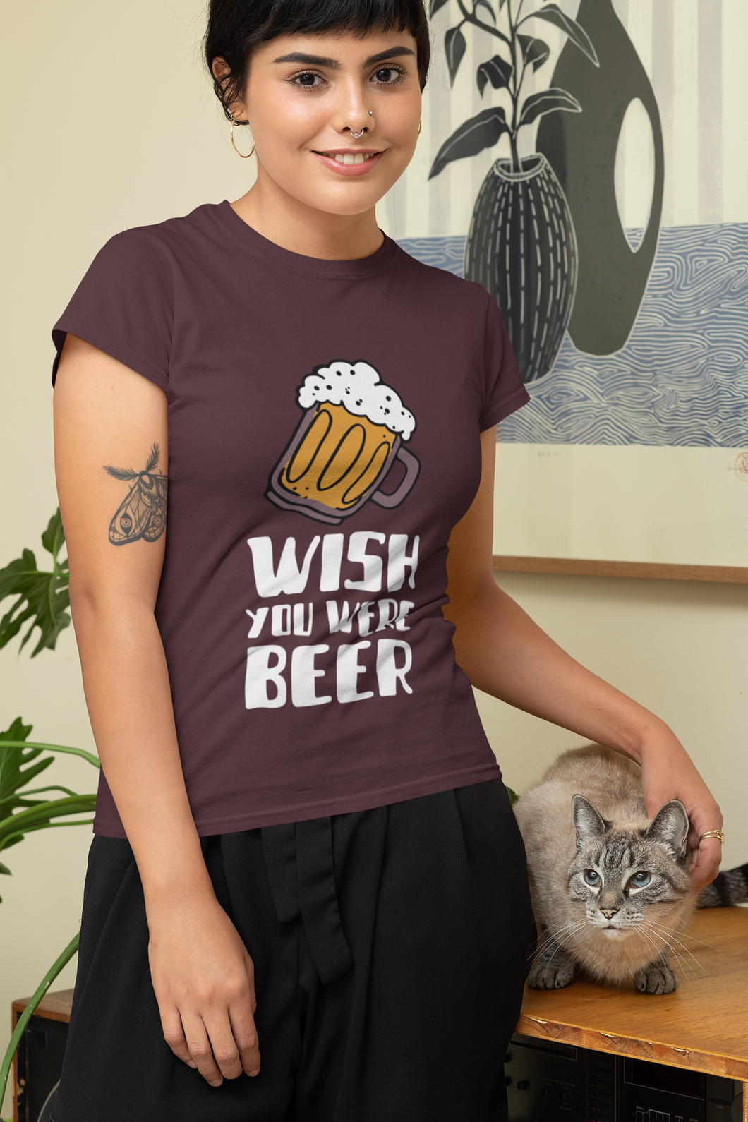 Wish You Were Beer Women Half Sleeves T-shirt- KidsFashionVilla