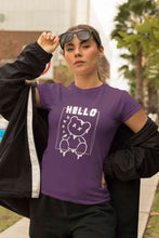 Load image into Gallery viewer, Hello Graphic Women Half Sleeves T-shirt- KidsFashionVilla
