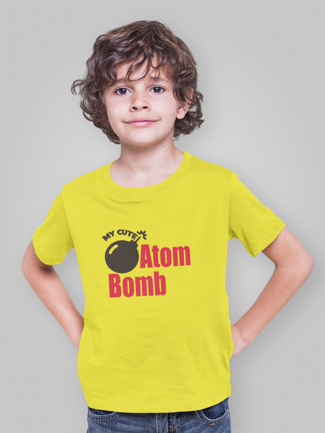 My Cute Atom Bomb Half Sleeves T-Shirt for Boy-KidsFashionVilla