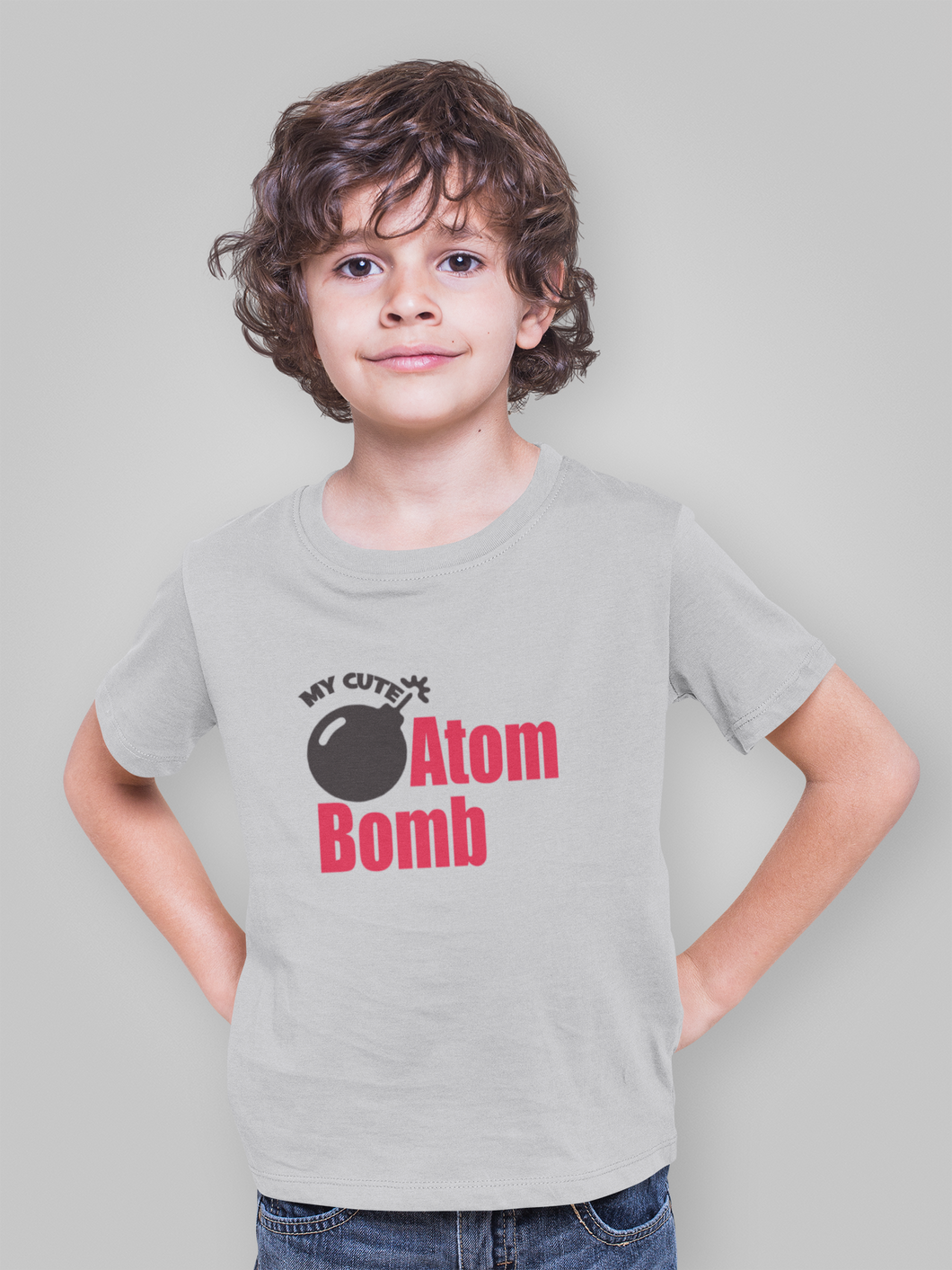 My Cute Atom Bomb Half Sleeves T-Shirt for Boy-KidsFashionVilla