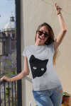Peeking Cat Women Half Sleeves T-shirt- KidsFashionVilla