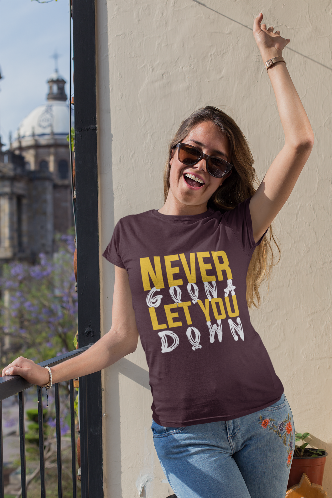 Never let You Down Women Half Sleeves T-shirt- KidsFashionVilla