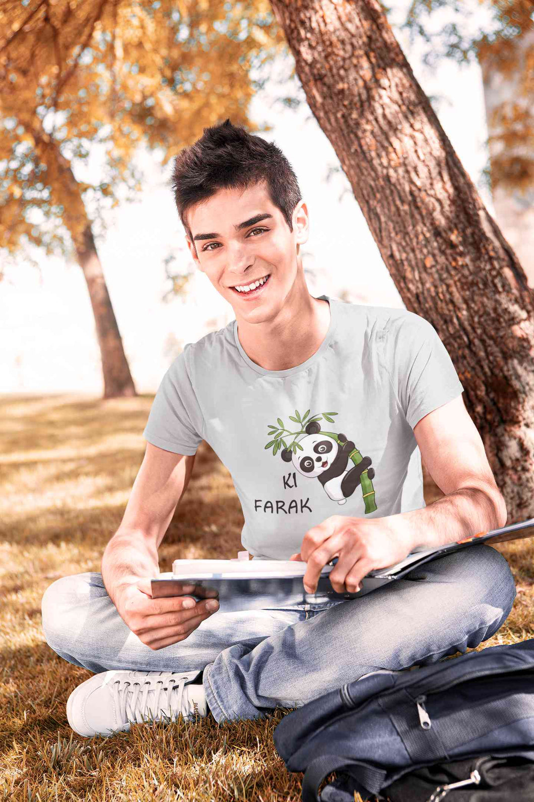 Ki Farak Panda Graphic Funny Mens Half Sleeves T-shirt- KidsFashionVilla