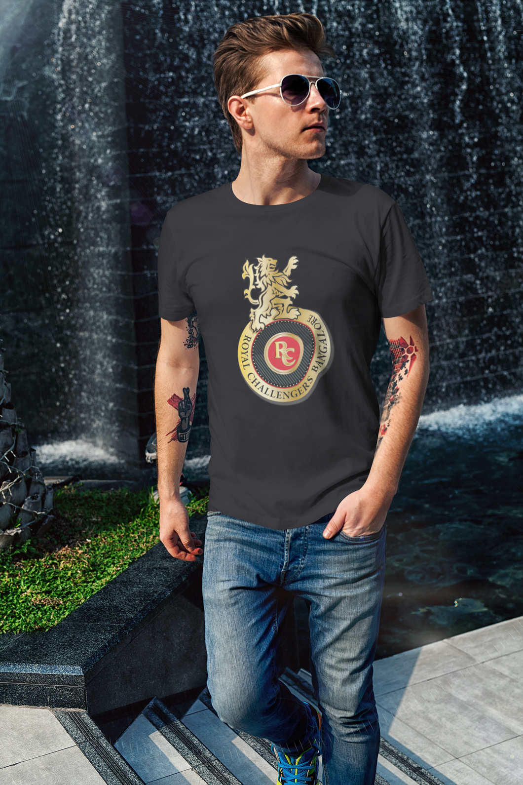 Rcb Logo Mens Half Sleeves T-shirt- KidsFashionVilla