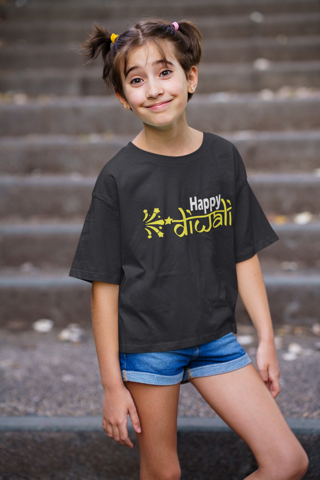 Happy Diwali Half Sleeves T-Shirt For Girls -KidsFashionVilla