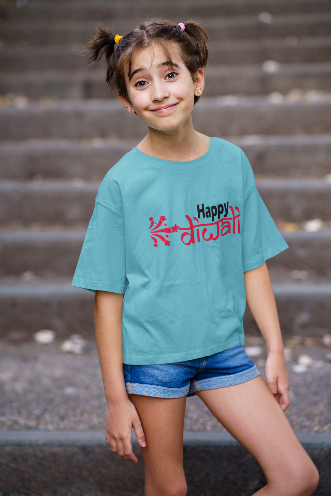Happy Diwali Half Sleeves T-Shirt For Girls -KidsFashionVilla