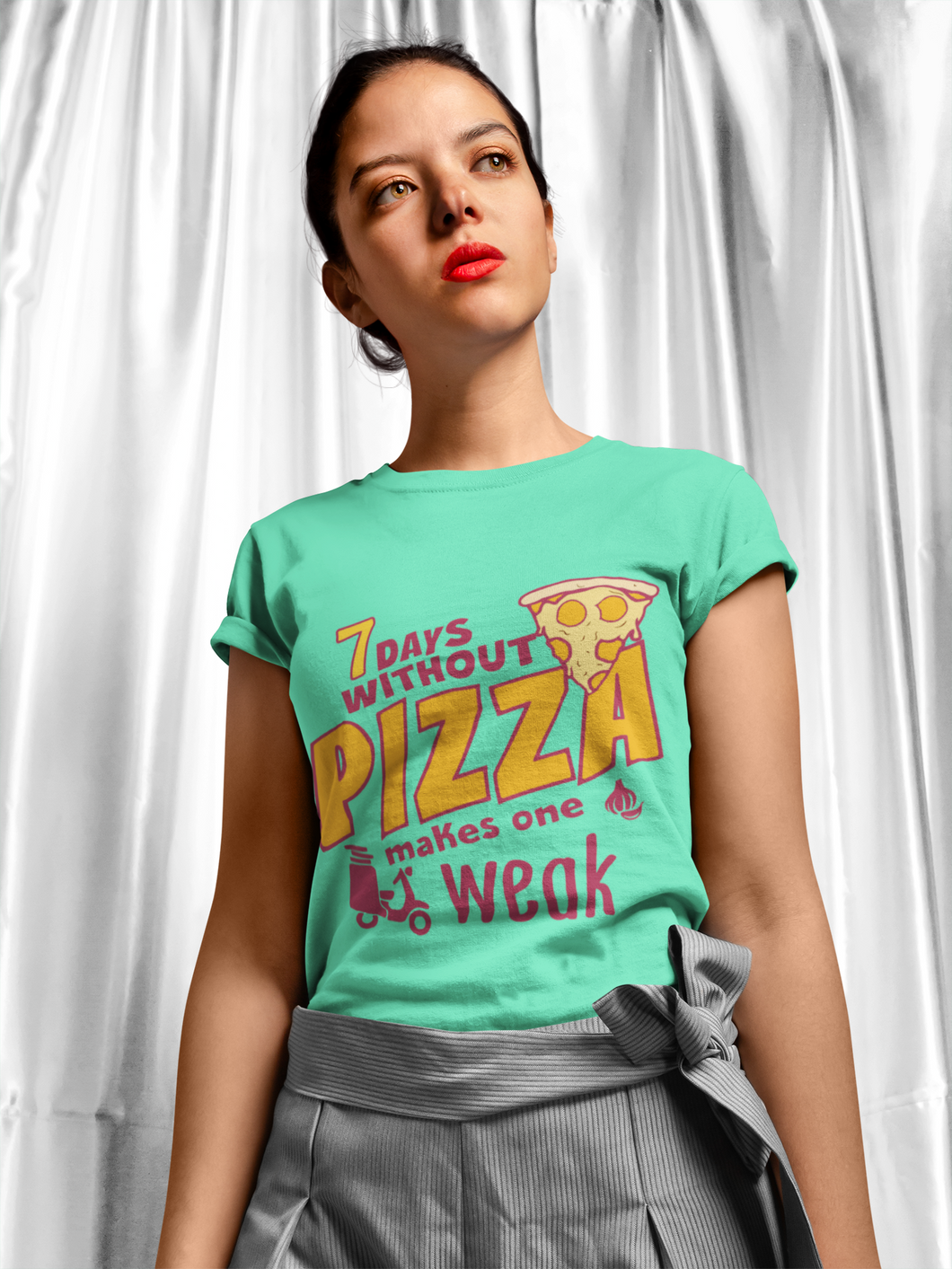 Pizza Women Half Sleeves T-shirt- KidsFashionVilla