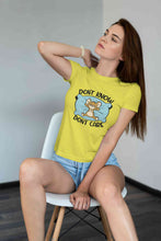 Load image into Gallery viewer, Funny Cartoon Dont Care Women Half Sleeves T-shirt- KidsFashionVilla
