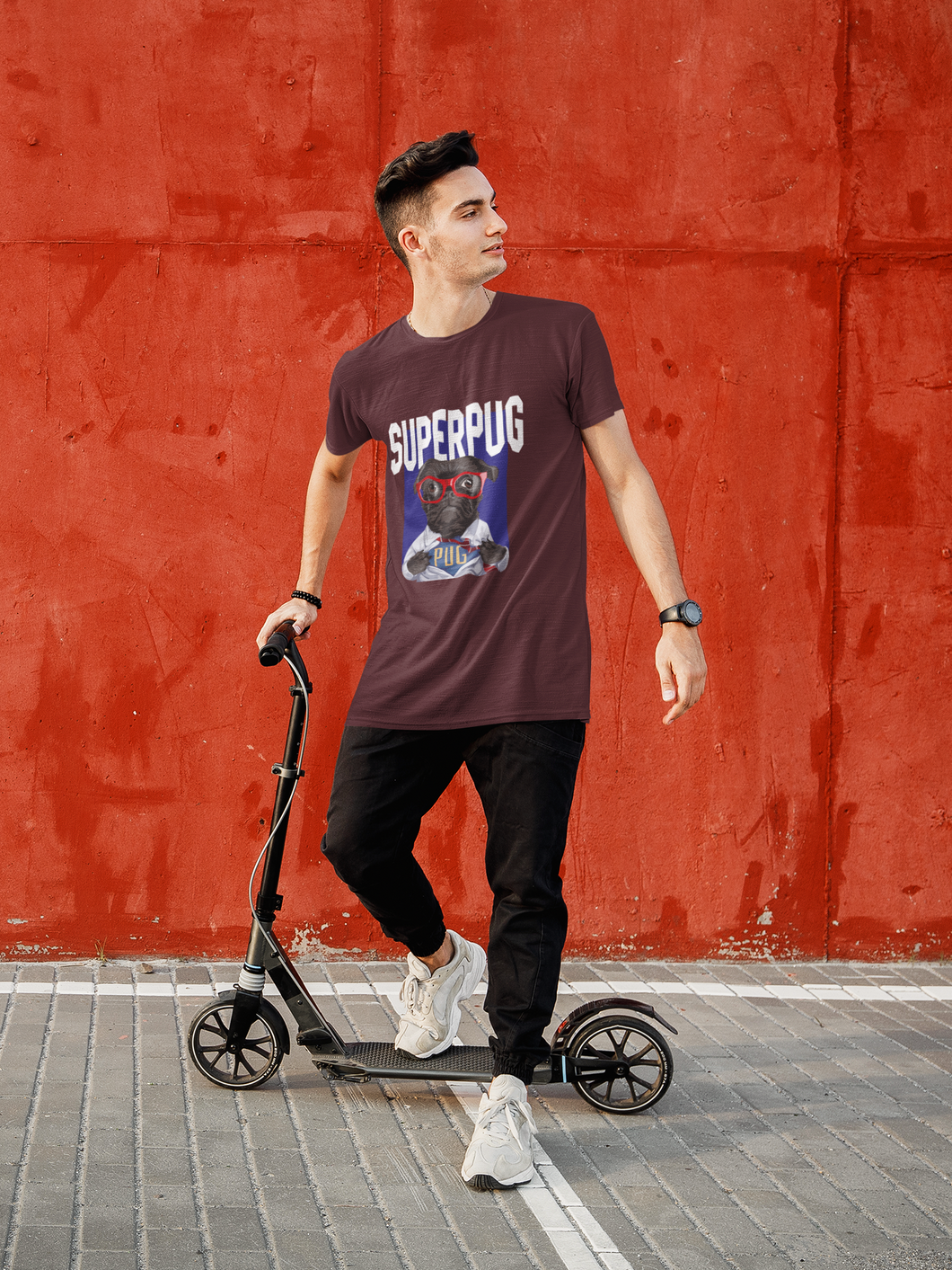 Superhero Pug Mens Half Sleeves T-shirt- KidsFashionVilla