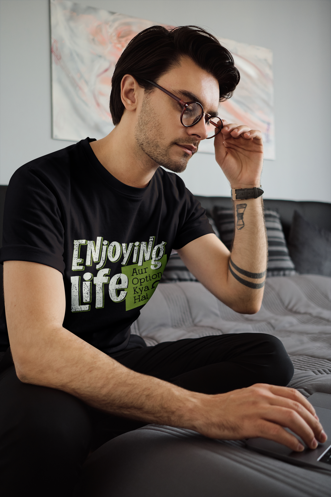 Enjoying Life Mens Half Sleeves T-shirt- KidsFashionVilla