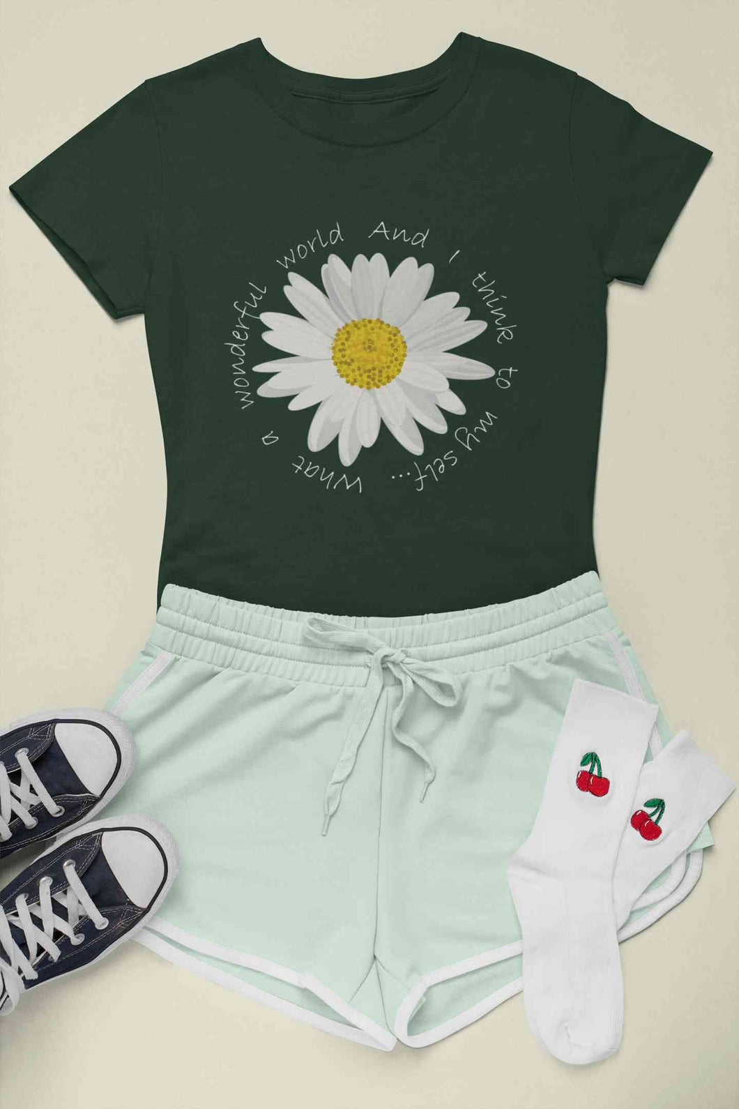 Wonderful World And I Think To My Self What A Slogan Women Half Sleeves T-shirt- KidsFashionVilla