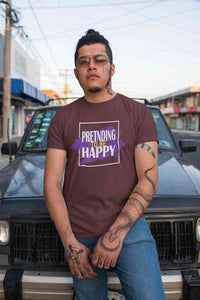 Pretending To Be Happy Mens Half Sleeves T-shirt- KidsFashionVilla