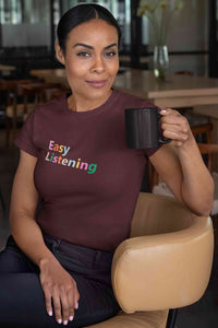 Easy Listening Women Half Sleeves T-shirt- KidsFashionVilla