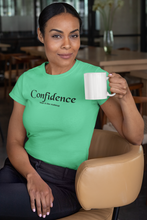 Load image into Gallery viewer, Confidence Wear It Like Makeup Quotes Women Half Sleeves T-shirt- KidsFashionVilla

