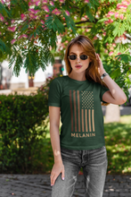 Load image into Gallery viewer, Melanin USA Flag Women Half Sleeves T-shirt- KidsFashionVilla
