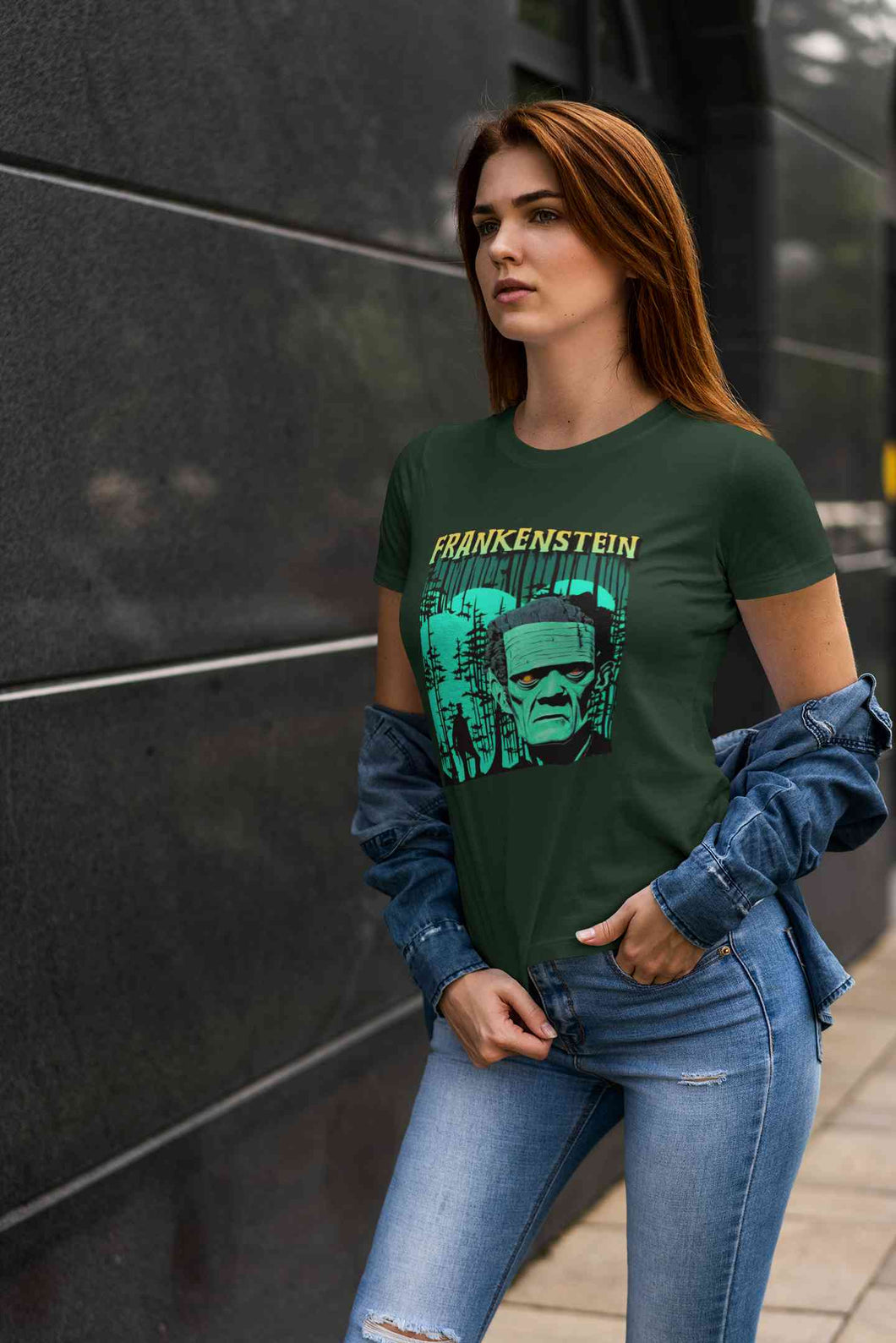 Horror Theme Frankenstein Women Half Sleeves T-shirt- KidsFashionVilla
