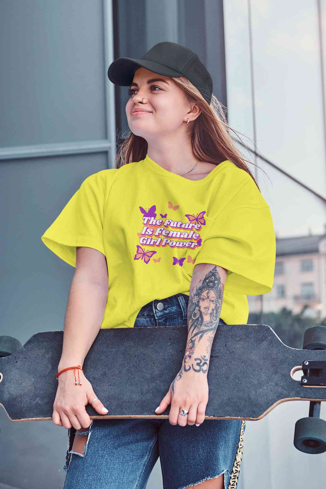 Feminist Quote With Butterfly Graphics Women Half Sleeves T-shirt- KidsFashionVilla
