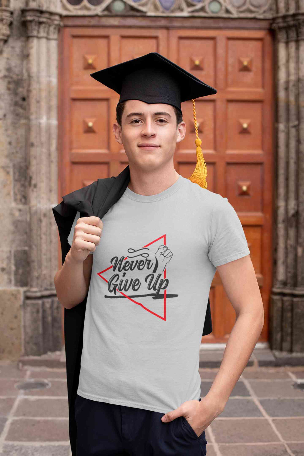 Never Give Up Mens Half Sleeves T-shirt- KidsFashionVilla