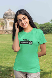 Airplane Mode Women Half Sleeves T-shirt- KidsFashionVilla