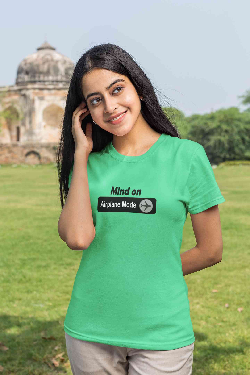 Airplane Mode Women Half Sleeves T-shirt- KidsFashionVilla