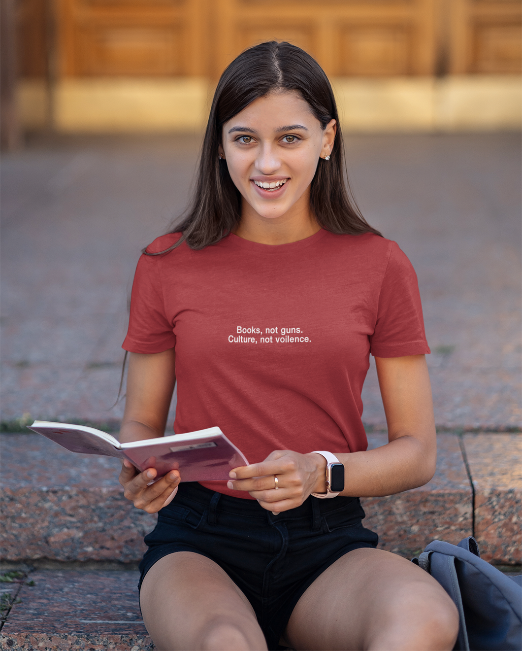 Books Not Guns Minimal Women Half Sleeves T-shirt- KidsFashionVilla